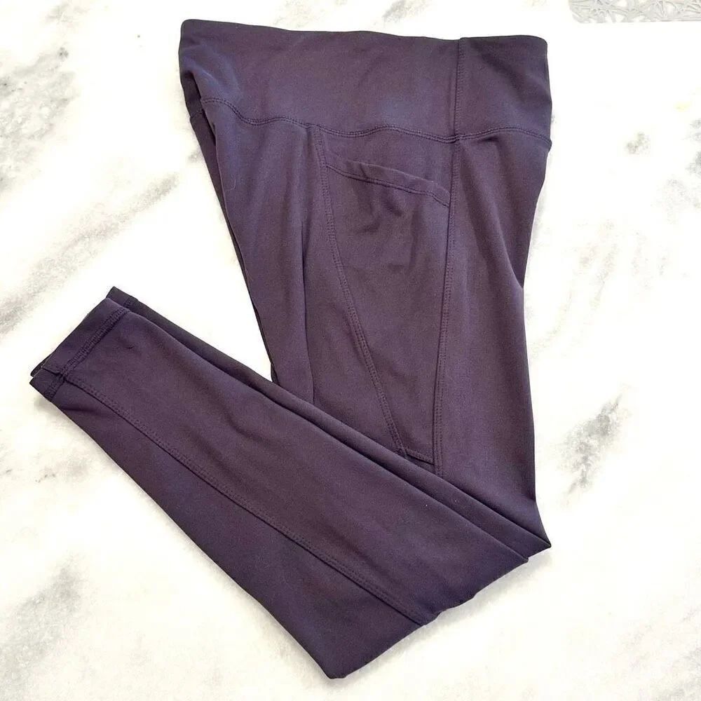 Danskin High Rise Compressive Pockets Contour Pull On Purple Leggings Small